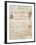 Page from the Codex Regarding the Flight of Birds-Leonardo da Vinci-Framed Giclee Print