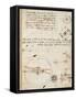 Page from the Codex Regarding the Flight of Birds-Leonardo da Vinci-Framed Stretched Canvas