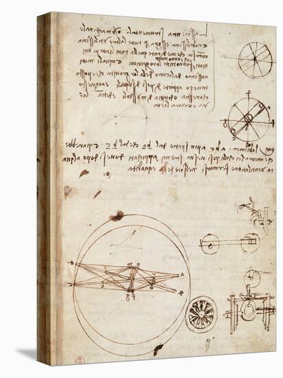 Page from the Codex Regarding the Flight of Birds-Leonardo da Vinci-Stretched Canvas