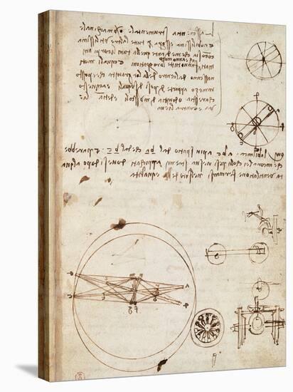 Page from the Codex Regarding the Flight of Birds-Leonardo da Vinci-Stretched Canvas