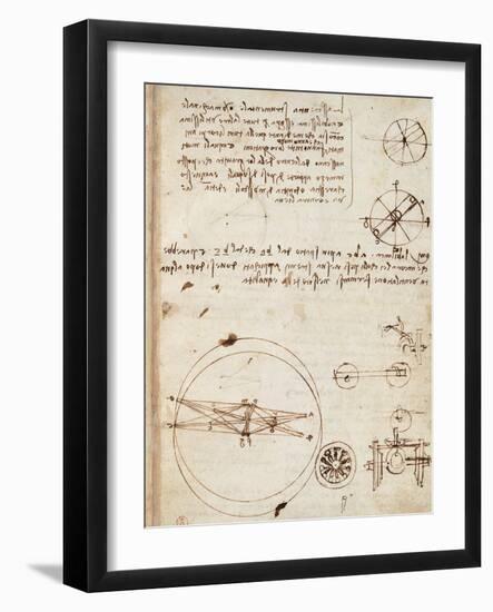 Page from the Codex Regarding the Flight of Birds-Leonardo da Vinci-Framed Giclee Print