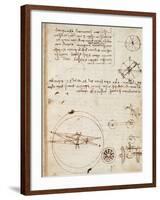 Page from the Codex Regarding the Flight of Birds-Leonardo da Vinci-Framed Giclee Print