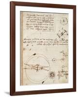 Page from the Codex Regarding the Flight of Birds-Leonardo da Vinci-Framed Giclee Print