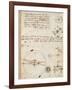 Page from the Codex Regarding the Flight of Birds-Leonardo da Vinci-Framed Giclee Print