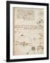 Page from the Codex Regarding the Flight of Birds-Leonardo da Vinci-Framed Giclee Print