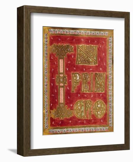 Page from the Gospel of Saint John. Incipit in the Beginning from Caesareus Codex Upsaliensis-null-Framed Giclee Print