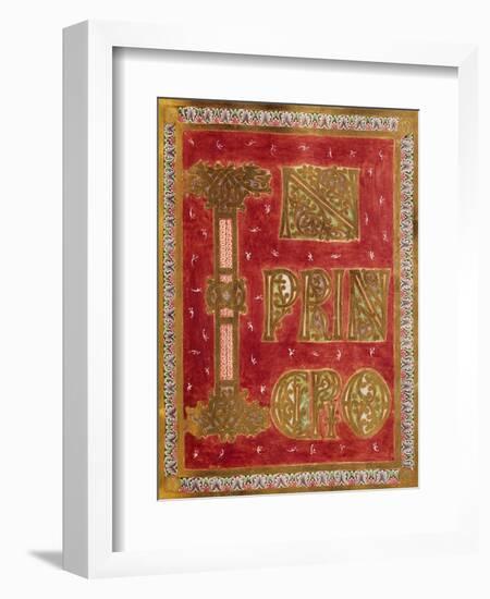 Page from the Gospel of Saint John. Incipit in the Beginning from Caesareus Codex Upsaliensis-null-Framed Giclee Print