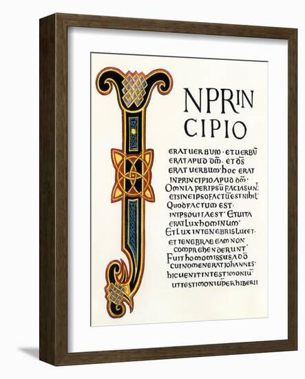 Page from the Latin Gospels Given by King Aethelstan to the Church of Canterbury, 900s Ad-null-Framed Giclee Print