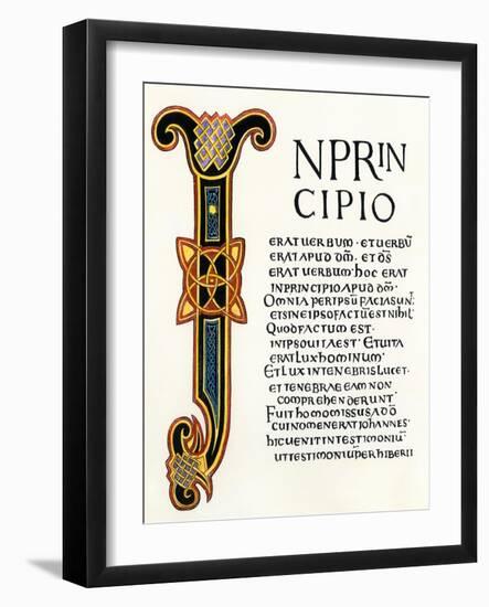 Page from the Latin Gospels Given by King Aethelstan to the Church of Canterbury, 900s Ad-null-Framed Giclee Print