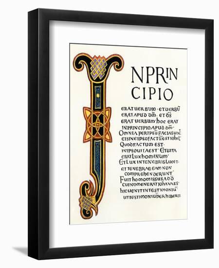 Page from the Latin Gospels Given by King Aethelstan to the Church of Canterbury, 900s Ad-null-Framed Premium Giclee Print