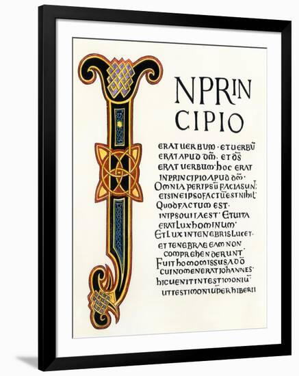 Page from the Latin Gospels Given by King Aethelstan to the Church of Canterbury, 900s Ad-null-Framed Giclee Print