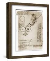 Page from the Notebooks of Leonardo Da Vinci Showing Geared Device Assembled, 1500-null-Framed Art Print