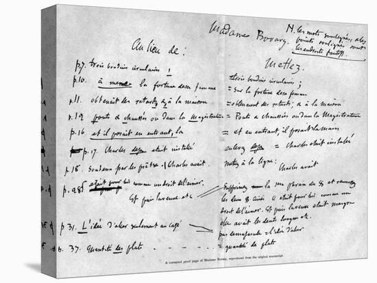 Page from the Original Manuscript of Madame Bovary by Gustave Flaubert-null-Stretched Canvas