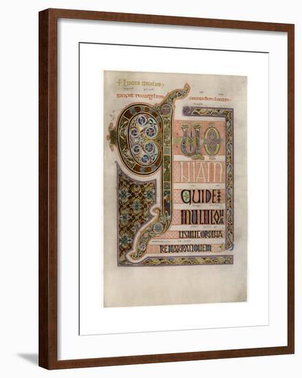 Page of Illuminated Text from the Gospel of St Luke, C700-null-Framed Giclee Print