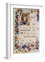 Page of Musical Notation with a Historiated Initial 'G' Depicting a Group of Saints with St. Ursula-Italian-Framed Giclee Print