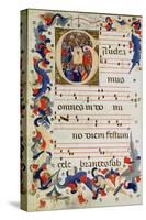 Page of Musical Notation with a Historiated Initial 'G' Depicting a Group of Saints with St. Ursula-Italian-Stretched Canvas