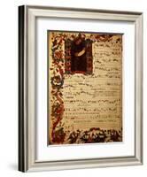 Page of Musical Notation with Historiated Initial, Produced at the Florentine Monastery-null-Framed Giclee Print