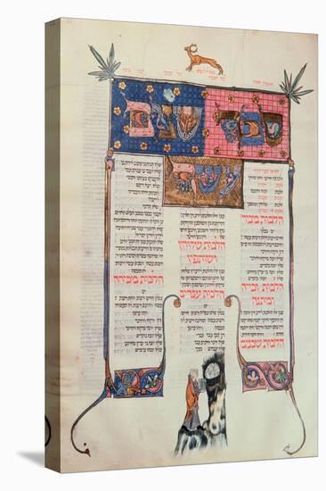 Page of Text and Illustration, from One of Three Volumes of a Jewish Book of Ritual, German-null-Stretched Canvas