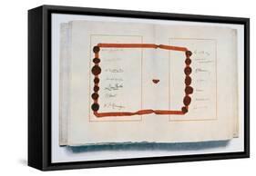 Page of the Treaty of Versailles with Signatories, 28th June 1919 (Ink on Paper)-null-Framed Stretched Canvas