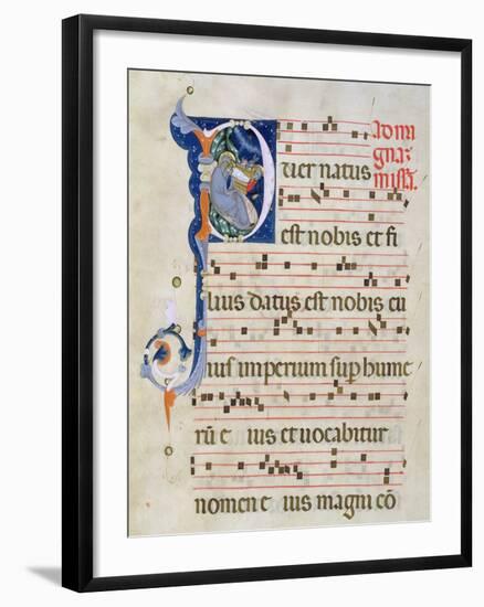 Page with Historiated Initial 'P' Depicting the Nativity, from a Gradual from the Monastery of San-Cimabue-Framed Giclee Print