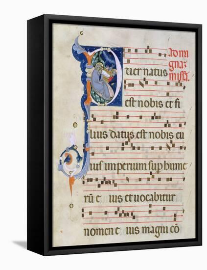 Page with Historiated Initial 'P' Depicting the Nativity, from a Gradual from the Monastery of San-Cimabue-Framed Stretched Canvas