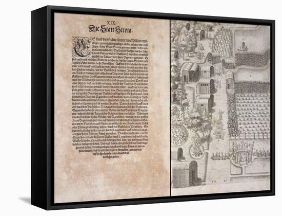 Page XIX with Secota Village-Theodore de Bry-Framed Stretched Canvas