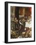 Pages at a Banquet in a Palatial Interior with a Still Life of Fruit and Game in the Foreground - a-null-Framed Giclee Print