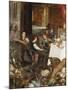 Pages at a Banquet in a Palatial Interior with a Still Life of Fruit and Game in the Foreground - a-null-Mounted Giclee Print