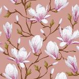 Retro Flower Seamless Pattern - Magnolia. Vector. Easy to Edit.-Pagina-Art Print