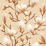 Retro Flower Seamless Pattern - Magnolia. Vector. Easy to Edit.-Pagina-Art Print