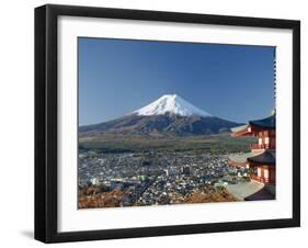 Pagoda and Mount Fuji, Honshu, Japan-null-Framed Premium Photographic Print