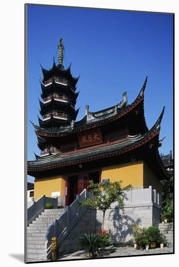 Pagoda and Pavilion of Jiming Buddhist Temple, Nanjing, Jiangsu, China-null-Mounted Giclee Print