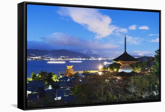 Pagoda at Itsukushima Jinja Shinto Shrine, Miyajima Island, Hiroshima Prefecture-Christian Kober-Framed Stretched Canvas