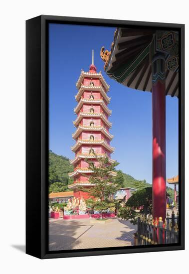 Pagoda at Ten Thousand Buddhas Monastery, Shatin, New Territories, Hong Kong, China, Asia-Ian Trower-Framed Stretched Canvas