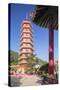 Pagoda at Ten Thousand Buddhas Monastery, Shatin, New Territories, Hong Kong, China, Asia-Ian Trower-Stretched Canvas