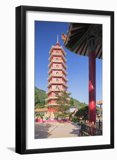 Pagoda at Ten Thousand Buddhas Monastery, Shatin, New Territories, Hong Kong, China, Asia-Ian Trower-Framed Photographic Print