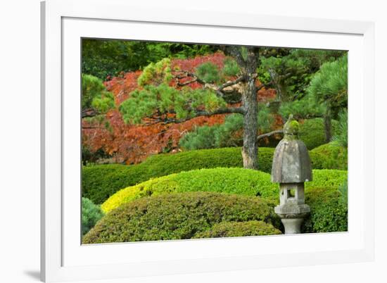 Pagoda, autumn landscape, Portland Japanese Garden, Portland, Oregon, USA-Michel Hersen-Framed Photographic Print