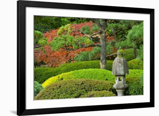 Pagoda, autumn landscape, Portland Japanese Garden, Portland, Oregon, USA-Michel Hersen-Framed Photographic Print