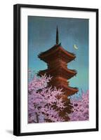 Pagoda in Moonlight-Kawase Hasui-Framed Art Print