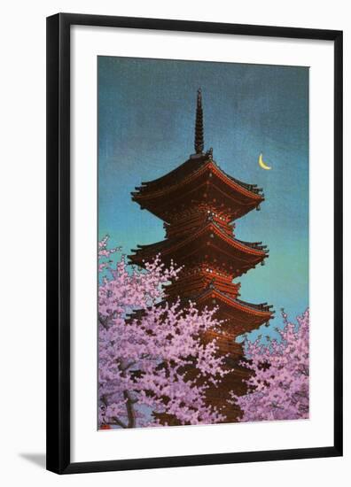 Pagoda in Moonlight-Kawase Hasui-Framed Art Print