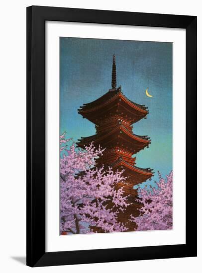 Pagoda in Moonlight-Kawase Hasui-Framed Art Print