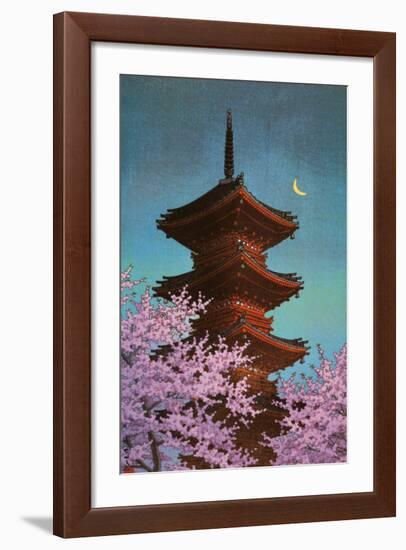 Pagoda in Moonlight-Kawase Hasui-Framed Art Print