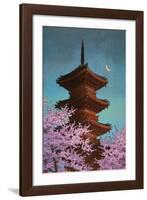 Pagoda in Moonlight-Kawase Hasui-Framed Art Print