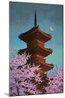 Pagoda in Moonlight-Kawase Hasui-Mounted Art Print