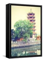 Pagoda in Shanghai, China. Instagram Style Filtred Image-Zoom-zoom-Framed Stretched Canvas