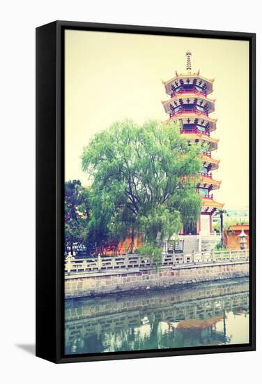 Pagoda in Shanghai, China. Instagram Style Filtred Image-Zoom-zoom-Framed Stretched Canvas