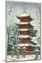 Pagoda in the Snow-null-Mounted Art Print