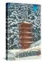Pagoda in the Snow-null-Stretched Canvas