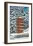 Pagoda in the Snow-null-Framed Art Print