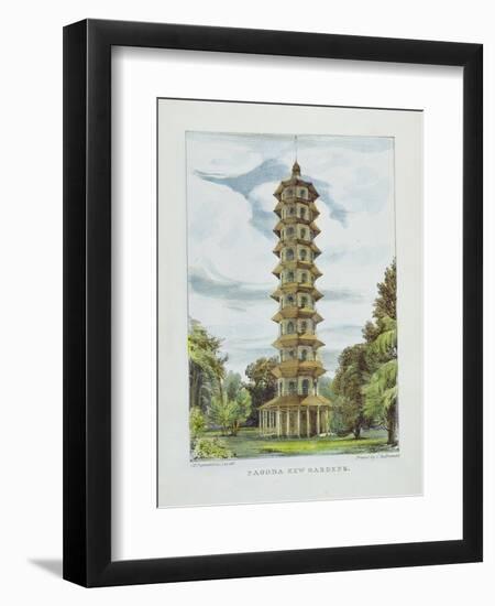 Pagoda, Kew Gardens, Plate 9 from 'Kew Gardens: a Series of Twenty-Four Drawings on Stone'-George Ernest Papendiek-Framed Premium Giclee Print